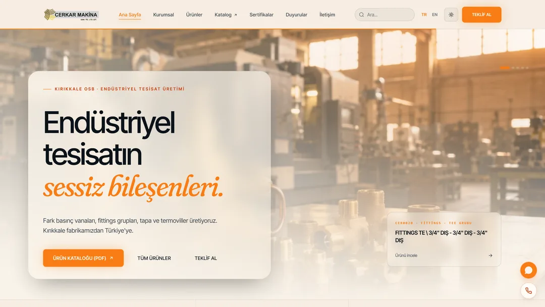 Cerkar Makina web sitesi